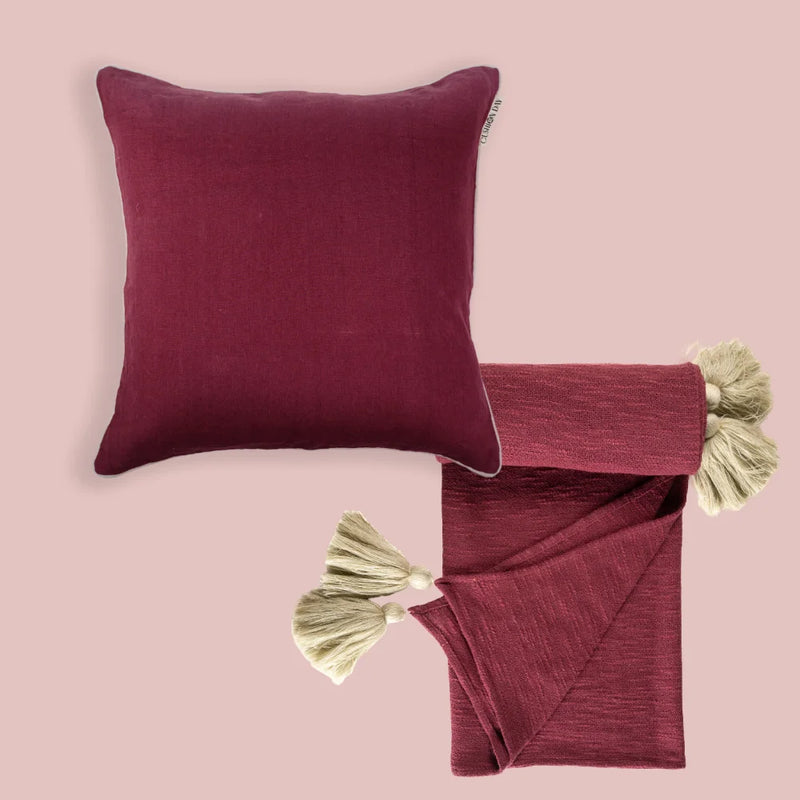 Vinlin Putetrekk + Vinrød Hygge Pledd