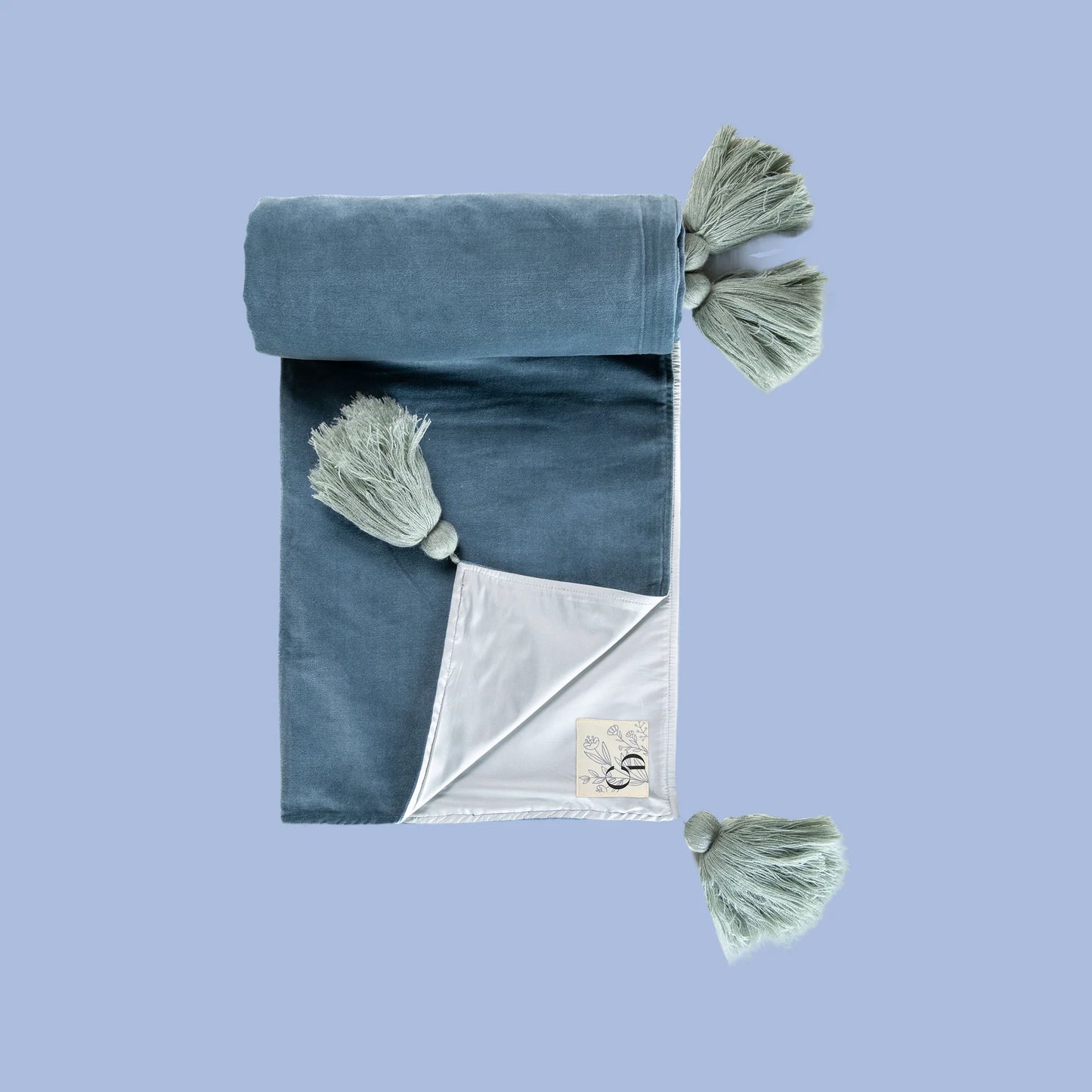 Geiranger + Grå-blå Ly Velour Pledd