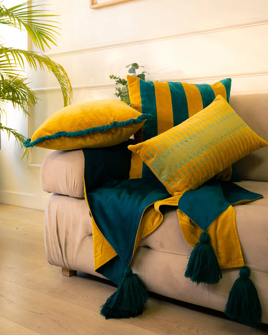 Påskesol – Stripete Pyntepute 50cmx50cm i Bomullsvelur