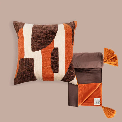 Ved Cushion Cover + Rust-Brown Ly Throw