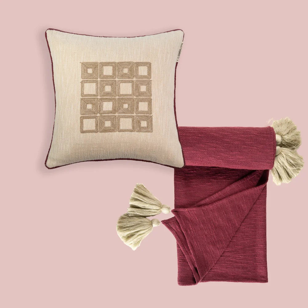 Eik Putetrekk + Vinrød Hygge Pledd