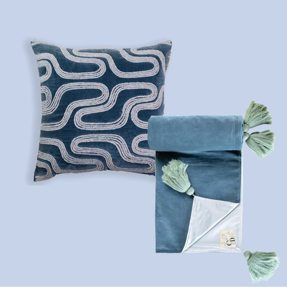 Geiranger + Grå-blå Ly Pledd