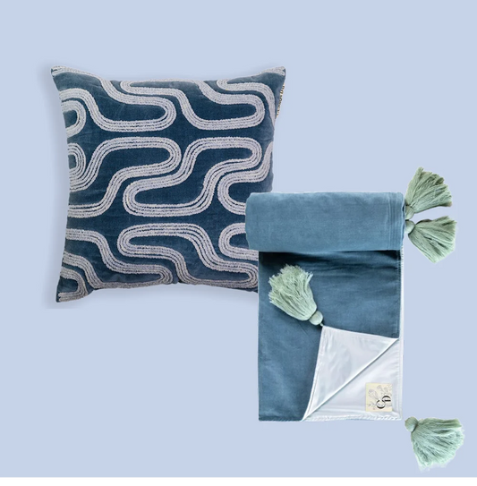 Geiranger + Grå-blå Ly Pledd