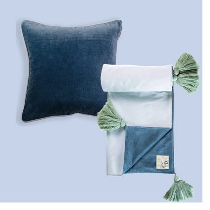 Tidevann + Grå-blå Ly Pledd