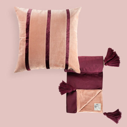 Himmelblush Putetrekk + Mocha mousse-Vinrød Ly Pledd