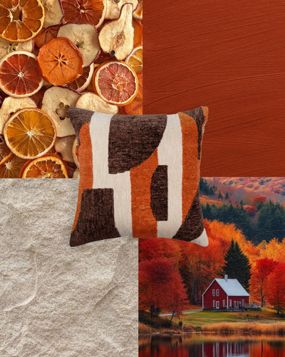 Earthy orange bedroom styling