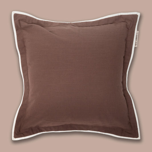 Jord Kaffebrun pynteputetrekk 45x45 cm med dobbel kant