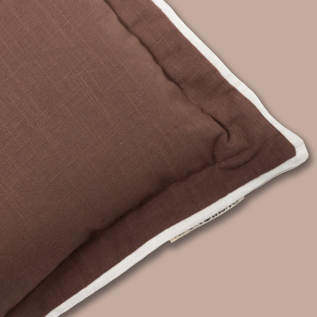 Jord Coffee Brown Cushion Cover 45x45 cm with Double Border
