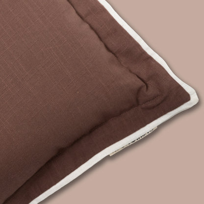 Jord Coffee Brown Cushion Cover 45x45 cm with Double Border
