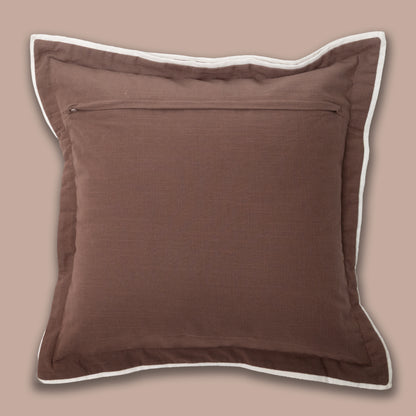 Jord Coffee Brown Cushion Cover 45x45 cm with Double Border
