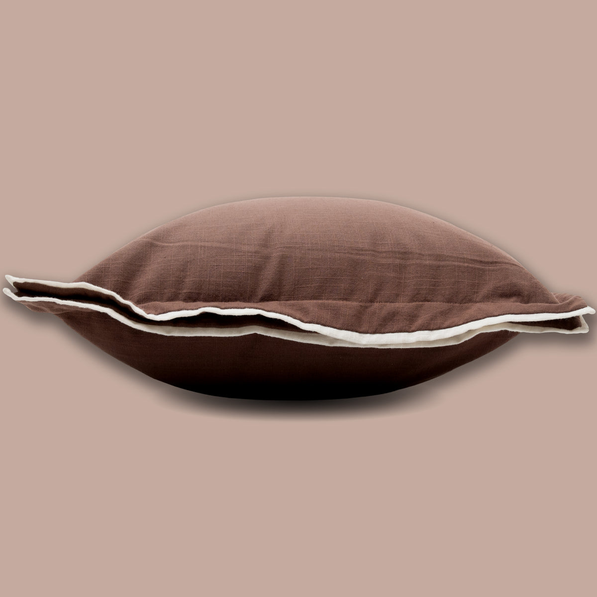 Jord Coffee Brown Cushion Cover 45x45 cm with Double Border
