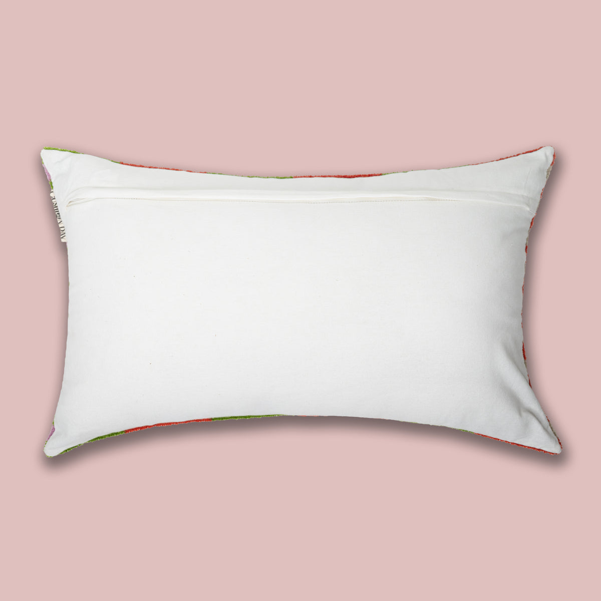 Prisme Korall og oliven boucle pynteputetrekk 40x60 cm
