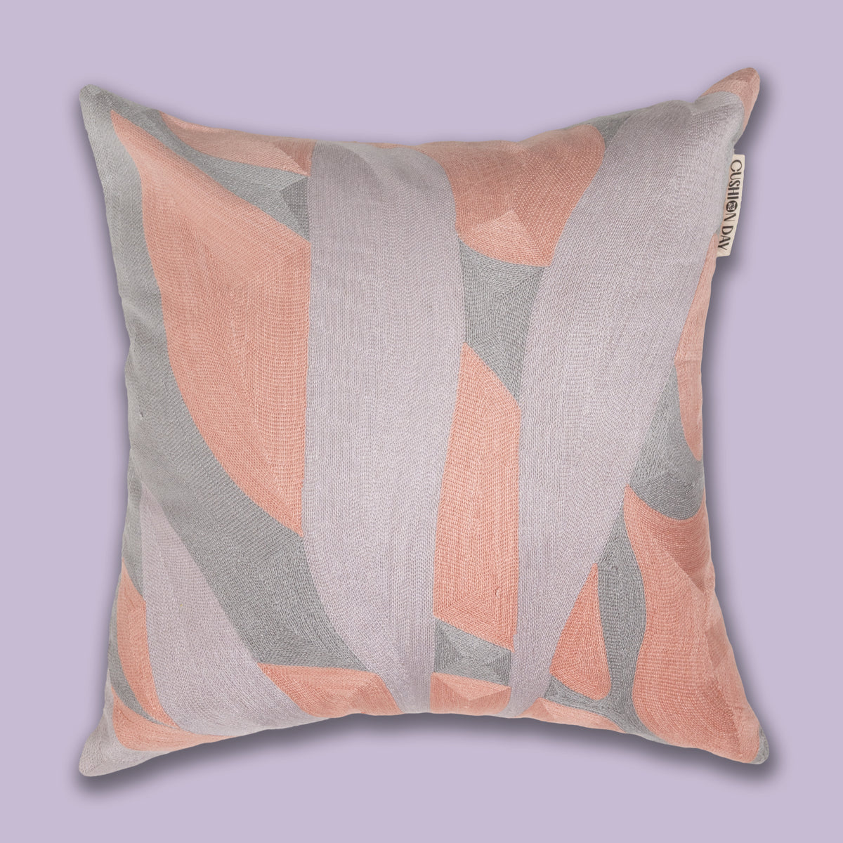 Blad Sølvfersken brodert kunstpute 45x45 cm