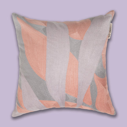 Blad Sølvfersken brodert kunstpute 45x45 cm