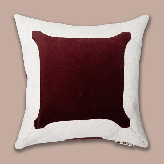 Rammerik Burgunder brodert pynteputetrekk 45x45 cm